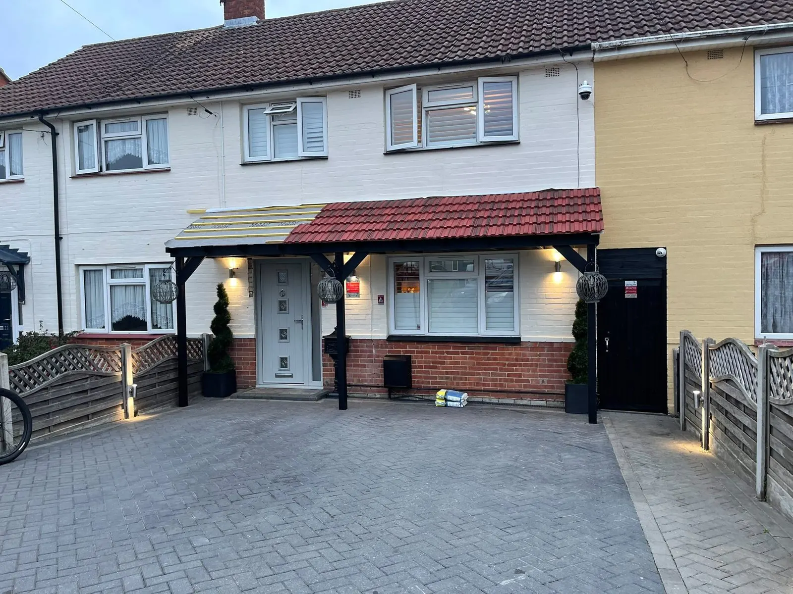 Block paved front driveway at a semi-detached house