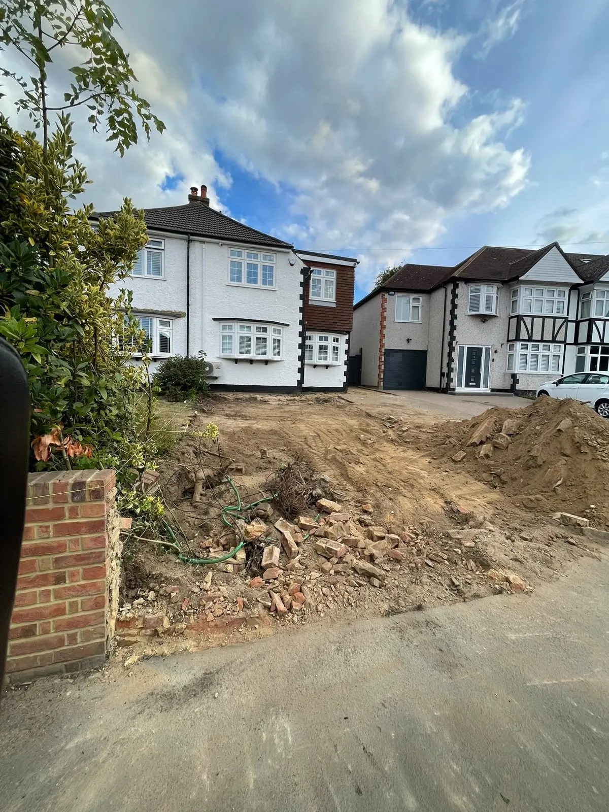 Driveway area dug out ready for paving