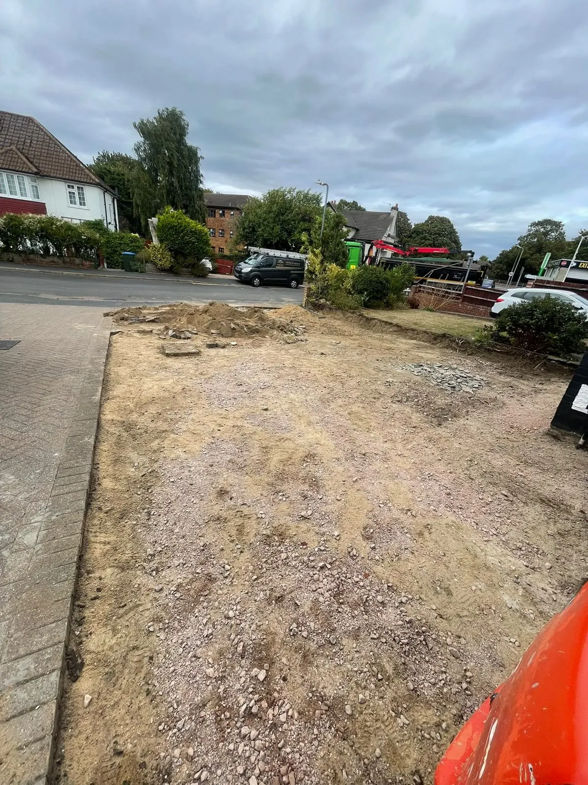 Driveway base prepared before paving