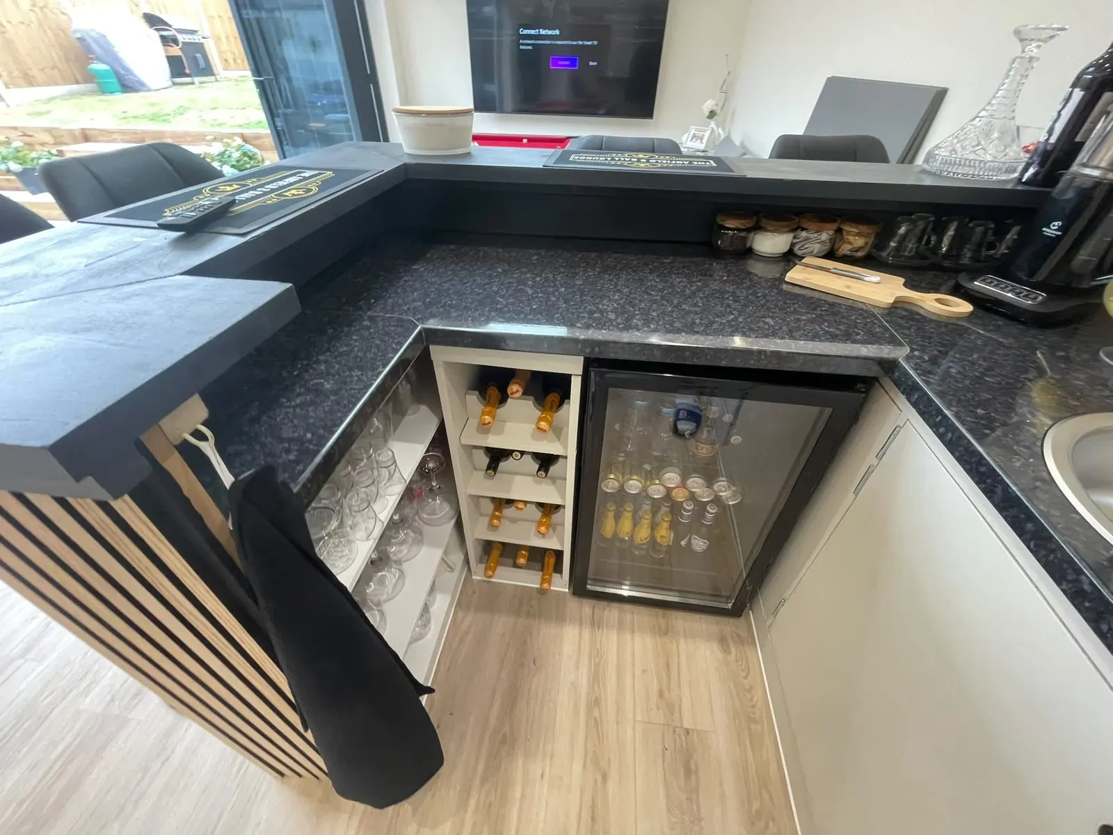 Fitted bar area in a garden room
