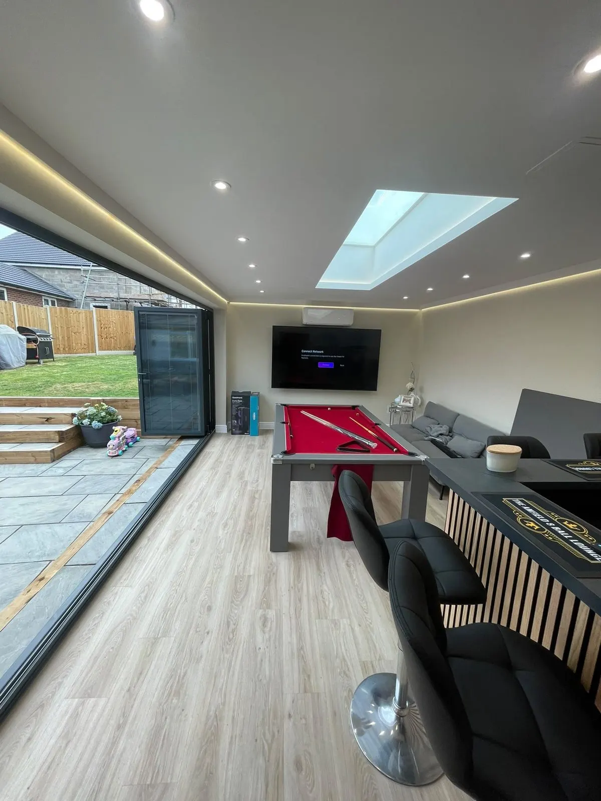Inside a garden room with a rooflight, G Scott Roofing, roofers and builders covering Deptford