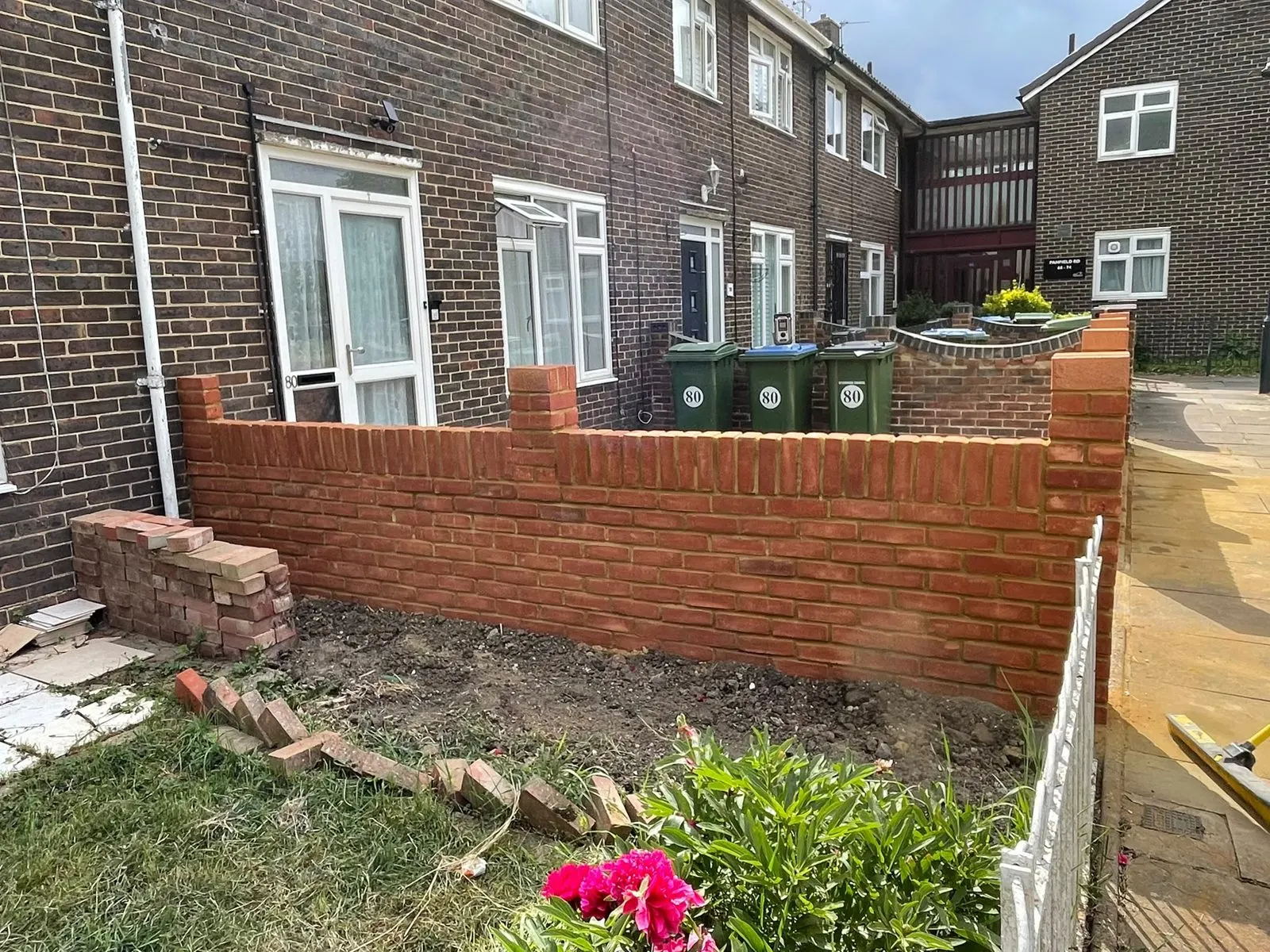 New brick garden wall