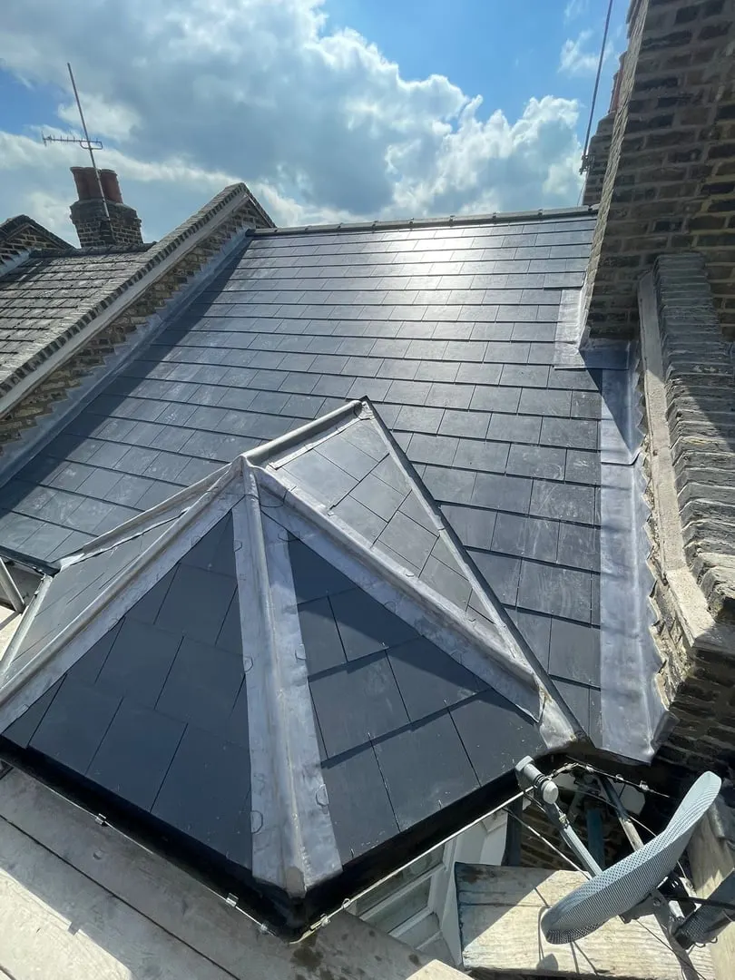Slate roof with a rooflight