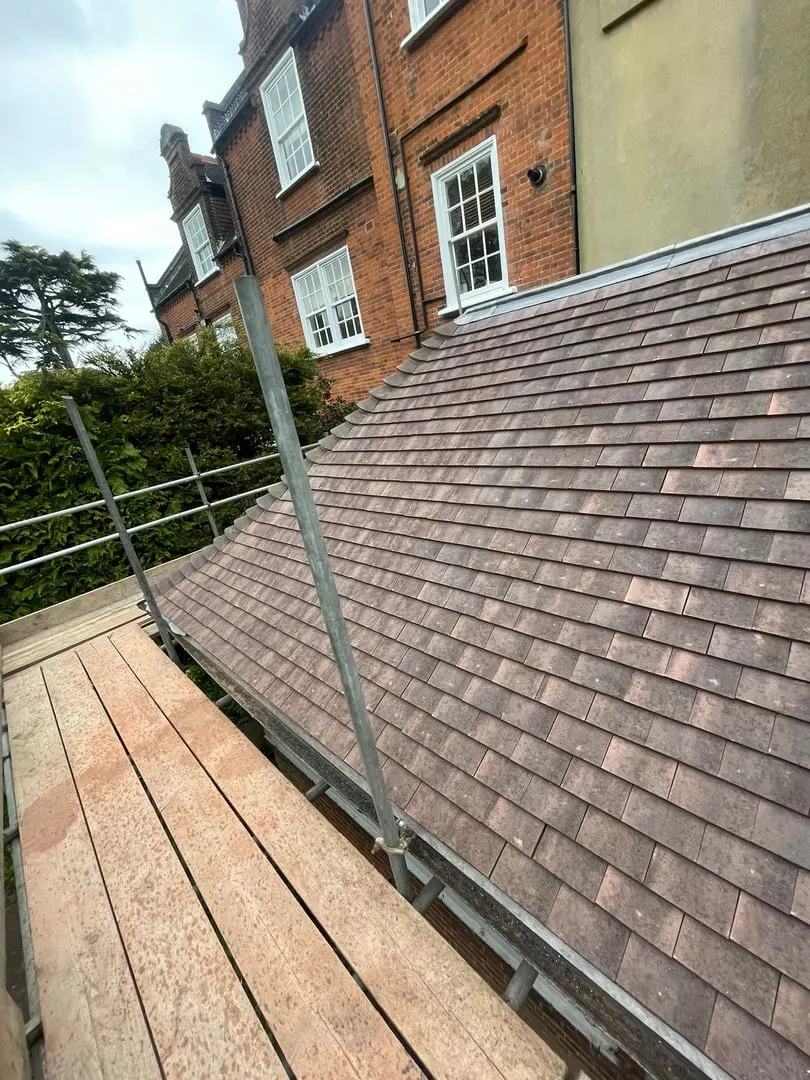 Clay tiled roof on a terraced house