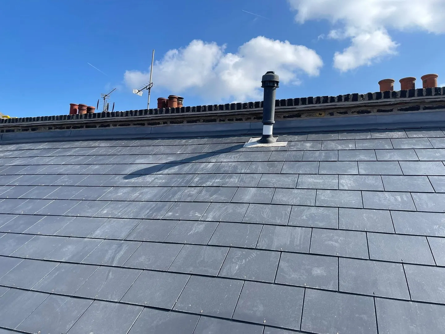 Chimney on a slate roof