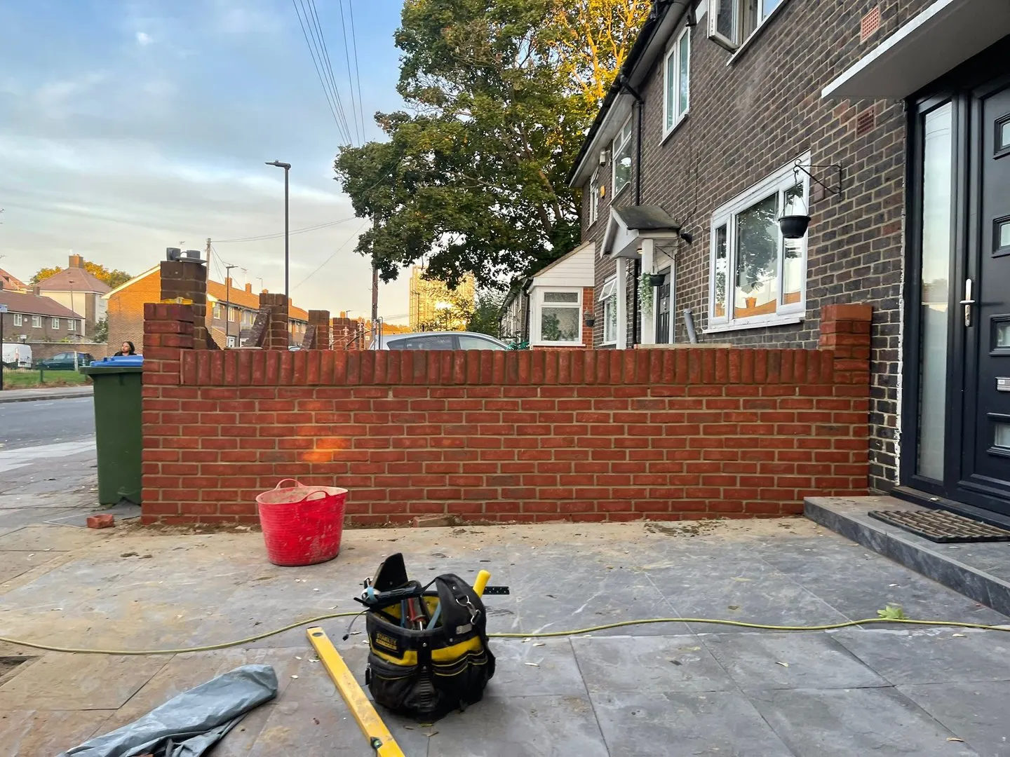 New brick front wall