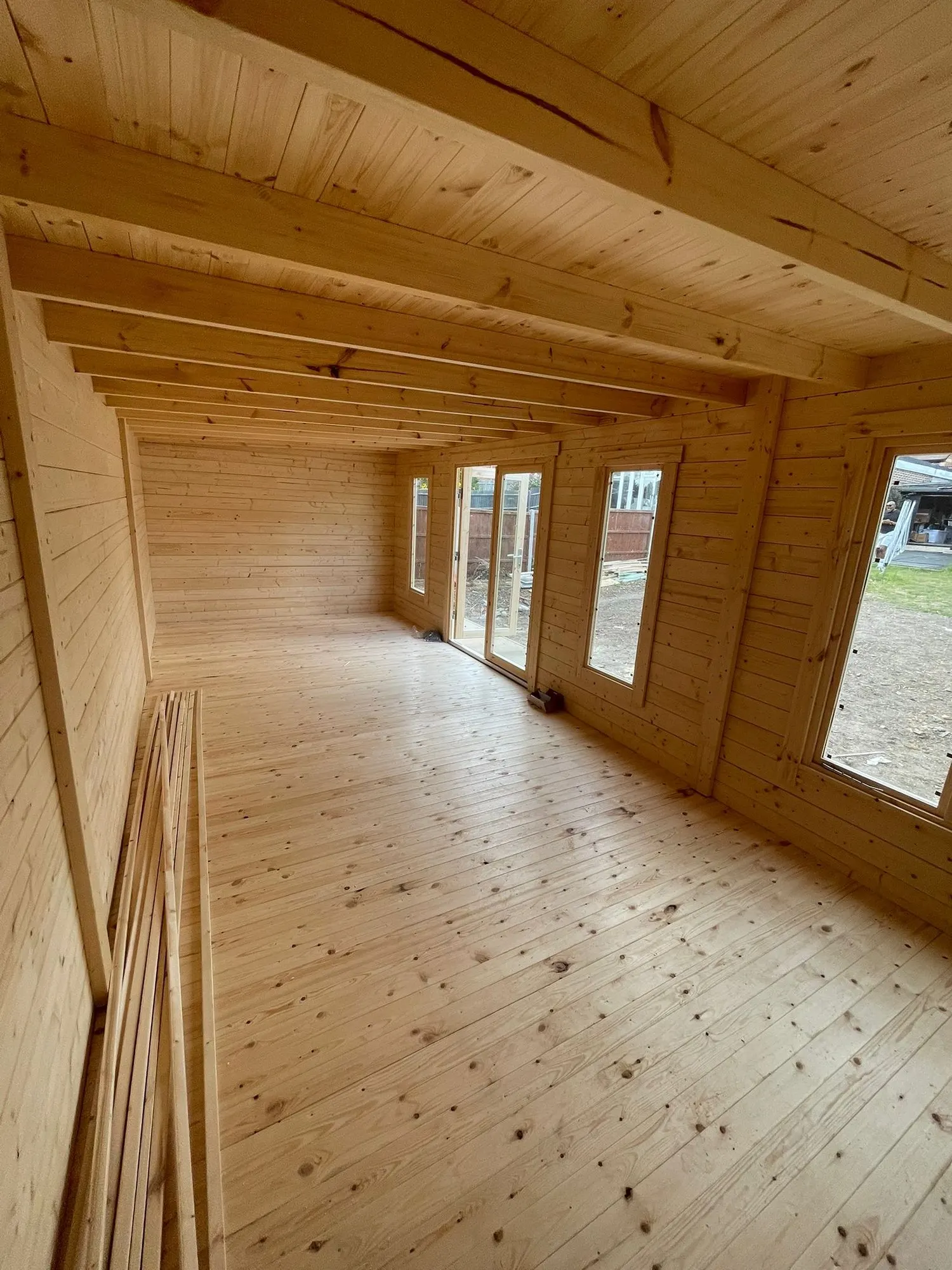 Inside the timber garden room