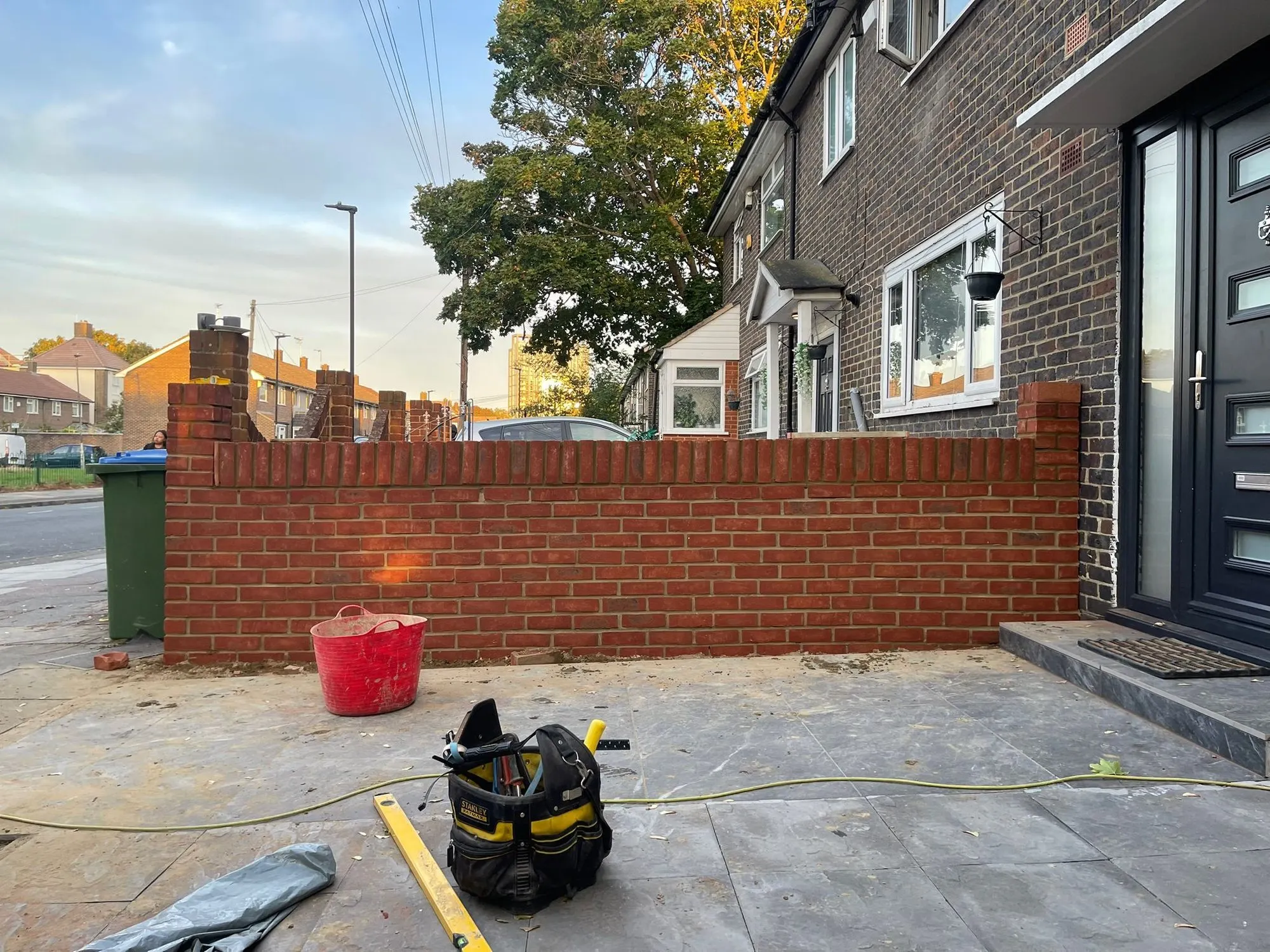 New brick front wall