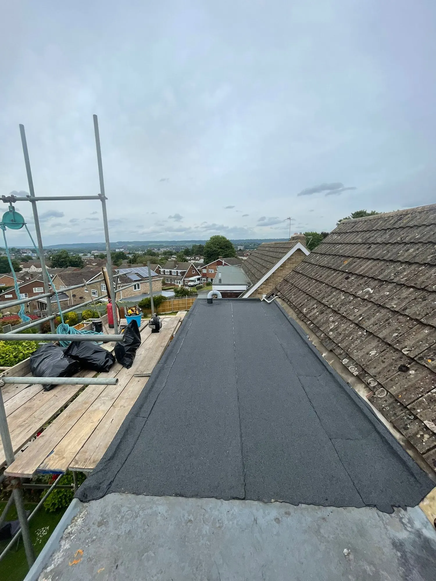 New flat roof covering
