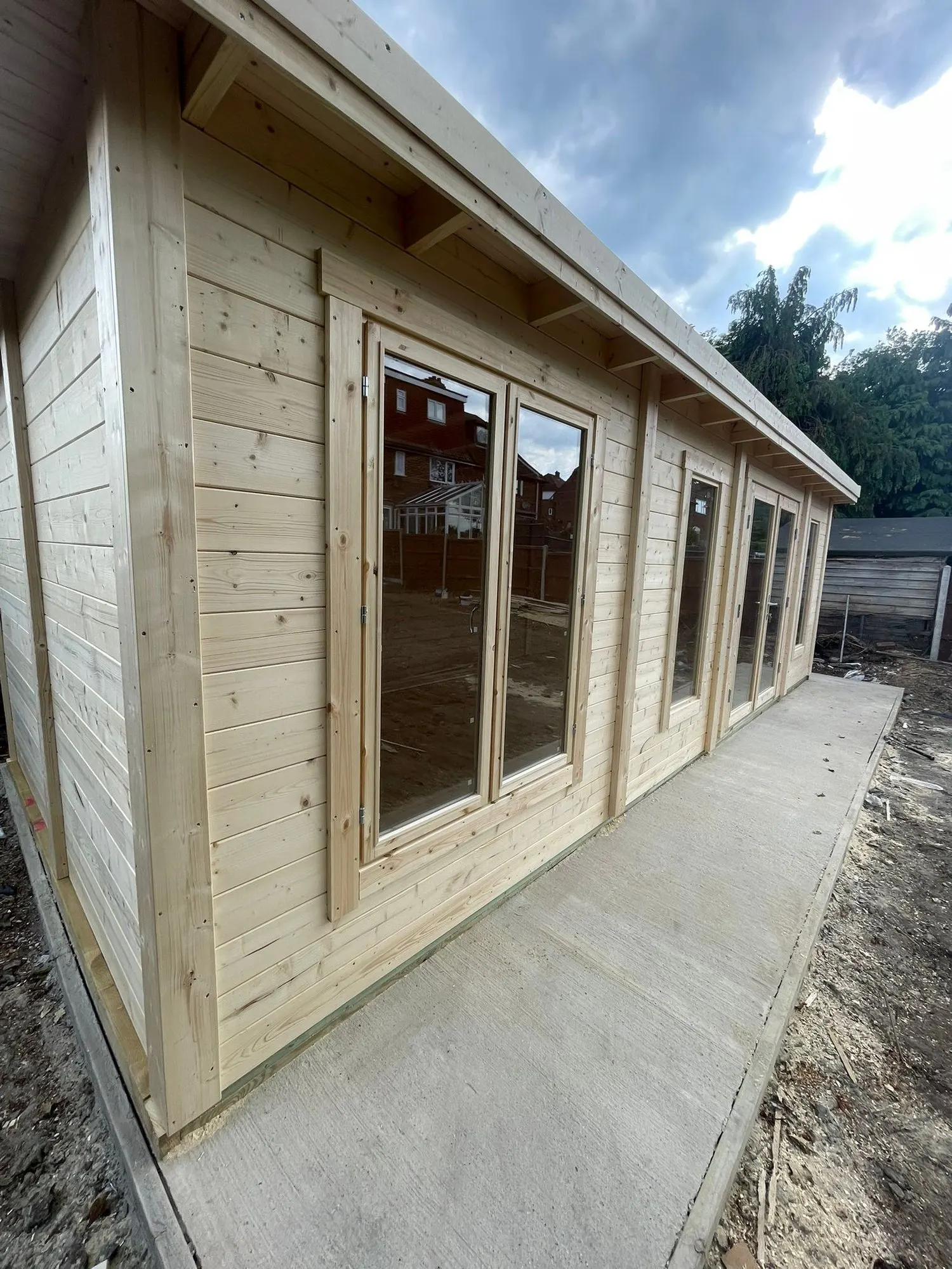 Timber garden room with glazed doors
