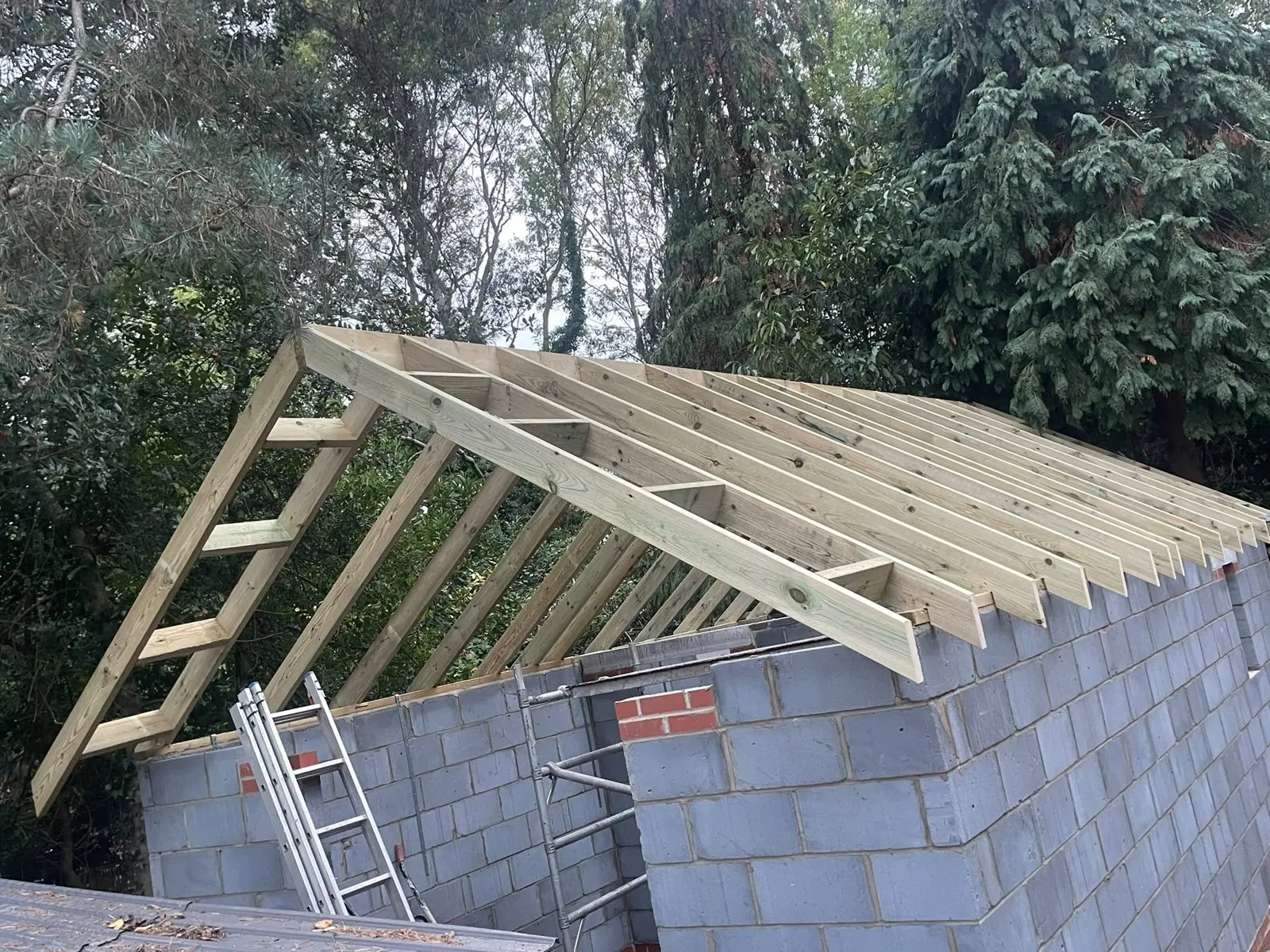 Timber and block outbuilding