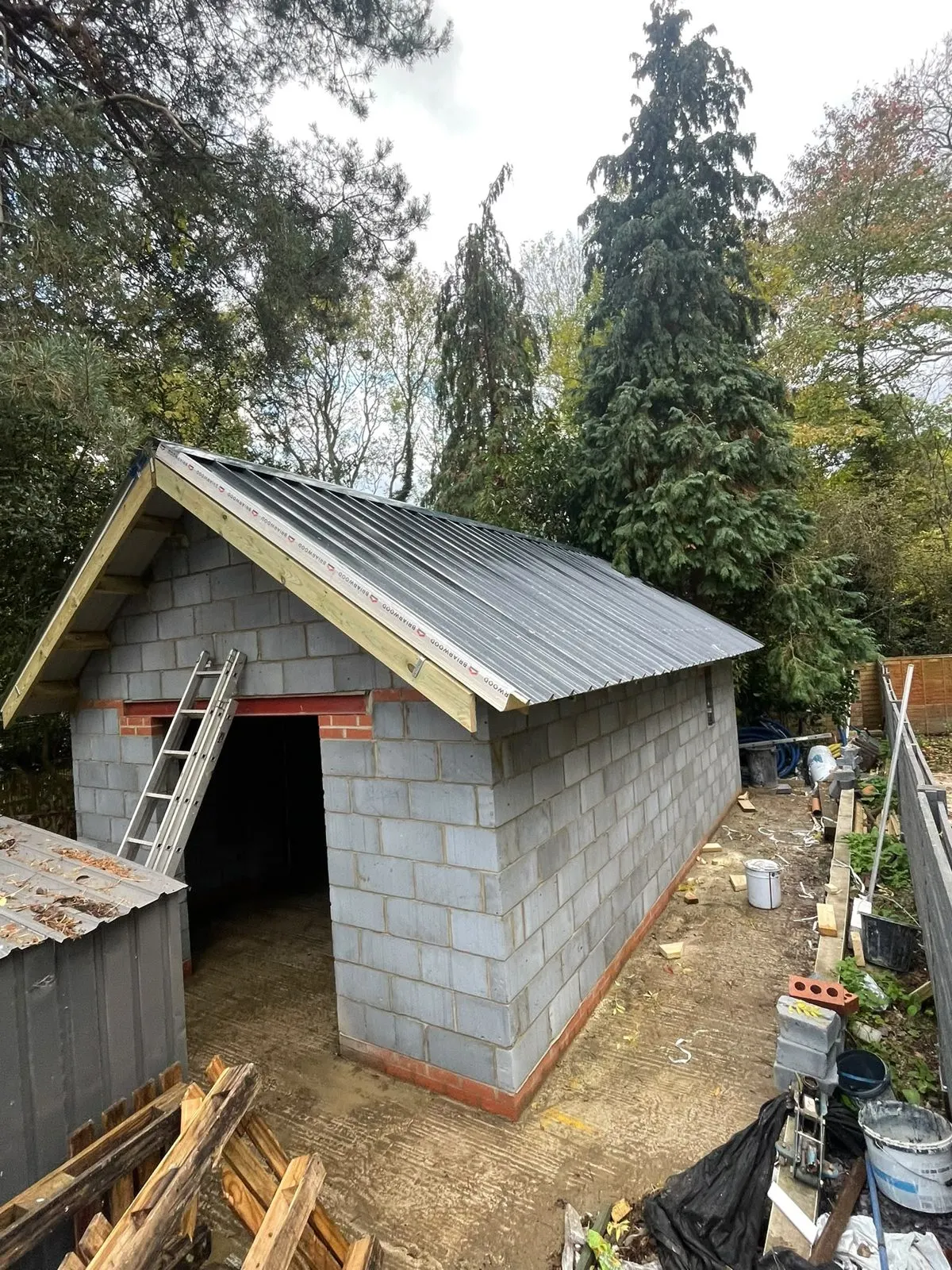 Timber and block outbuilding