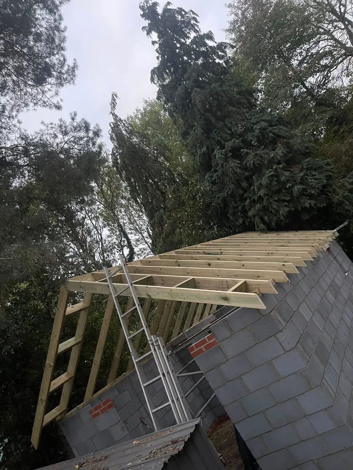 Timber and block outbuilding