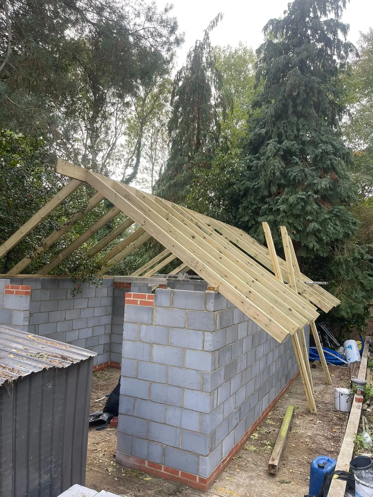 Timber and block outbuilding