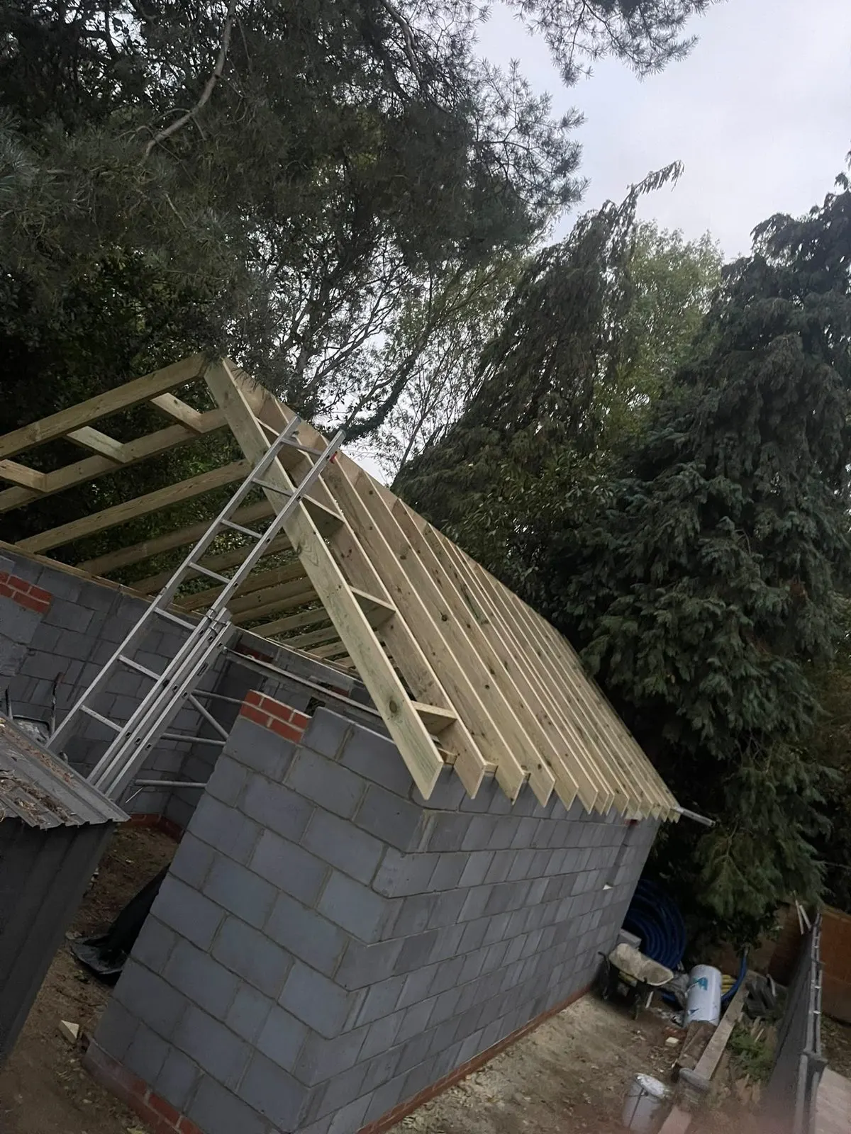 Timber and block outbuilding