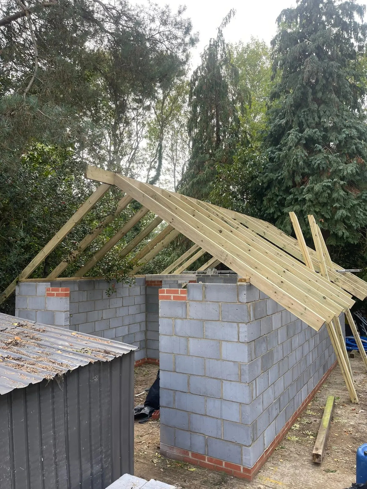 Timber and block outbuilding